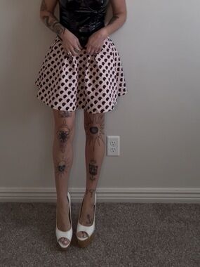 Forever 21 Pink Mini Skirt with Black Polka Dots